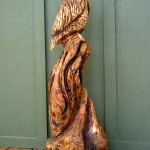 Owl wood carving in reclaimed Hemlock