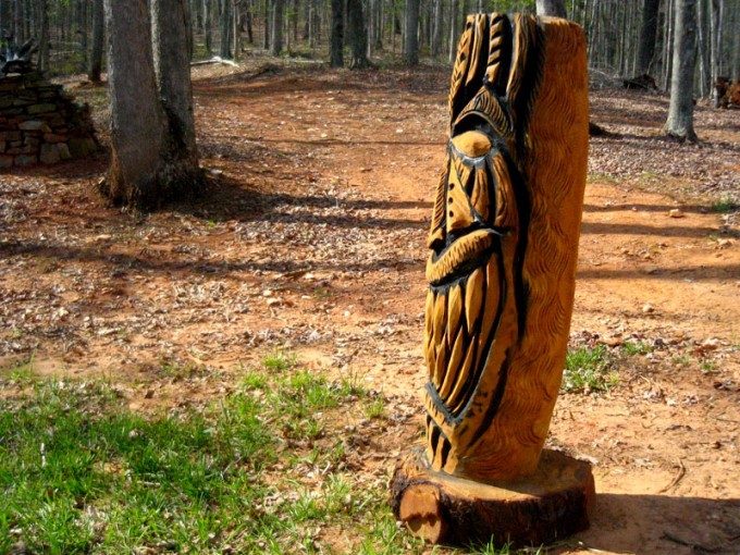 Tiki totem, 46 in. tall, reclaimed Virginia Pine Sleepy Hollow Art