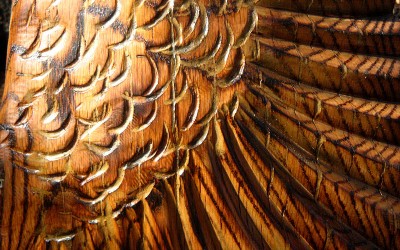 Flying Owl in Red Oak, detail