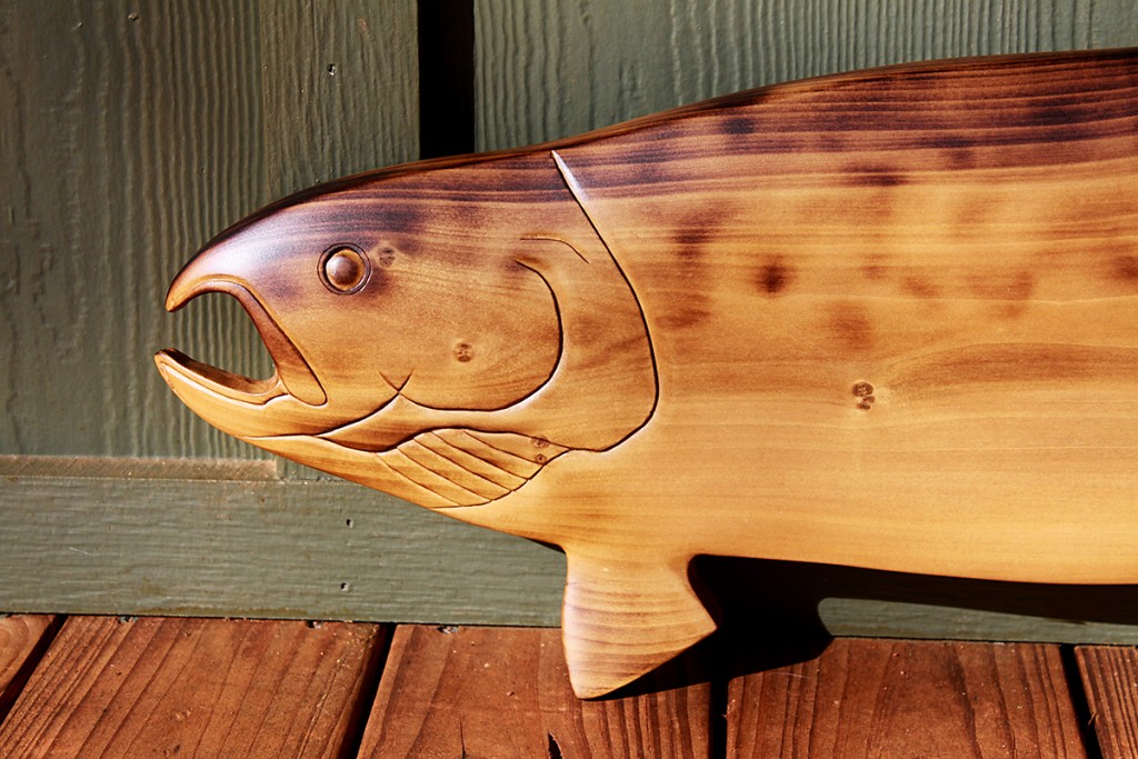 Trout wood sculpture wall hanging – Sleepy Hollow Art