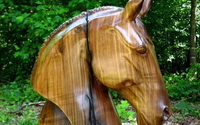 Walnut Wood Horse Head Sculpture